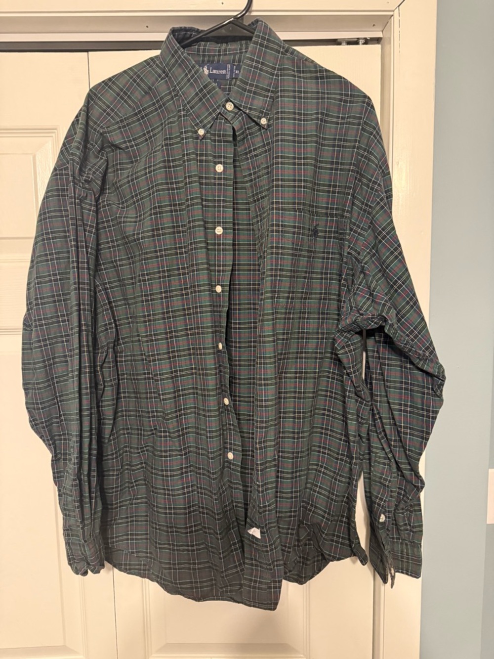Ralph Lauren Green and Navy Plaid Button-Down Shirt